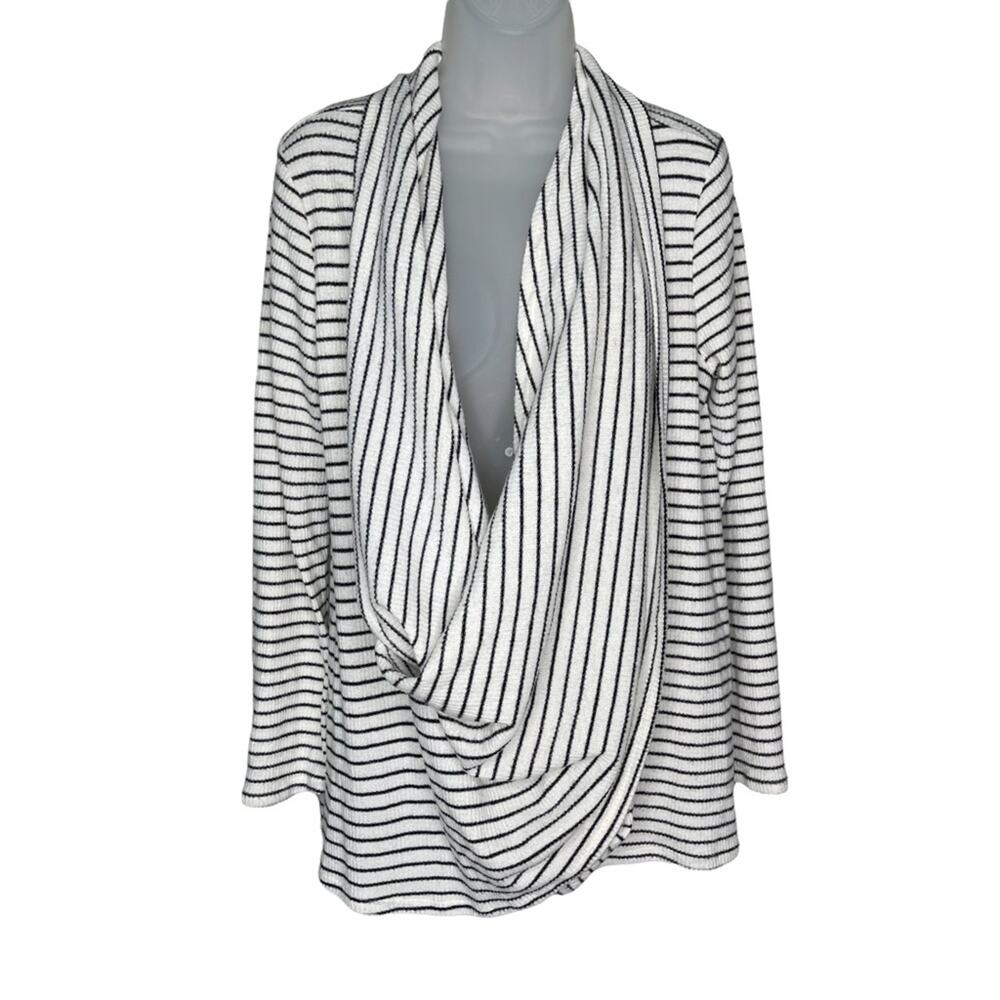 HUMMINGBIRD White & Black Stripe Drape Front Cardigan Women’s